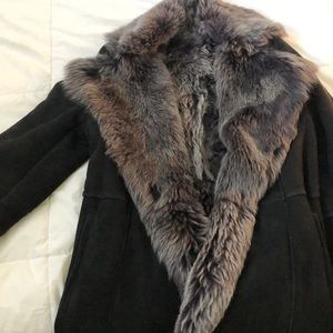 Suede and fur winter jacket